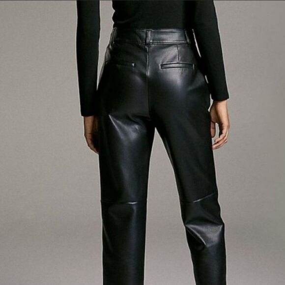 NWT Babaton Vegan Leather Black Straight Pants Size 14 - Picture 5 of 14